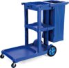 Reinigungswagen, gewerblicher Hausmeisterwagen mit 3 Ablagen, Haushaltswagen aus Kunststoff, mit Tasche für das Restaurant, Hotel, Zuhause,Blau