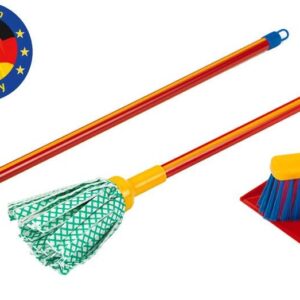 Theo Klein Wischmop Set I Vierteiliges, buntes Putz-Set I Mit Wischmop, Besen, Handbesen und -Schaufel | Spielzeug für Kinder ab 3 Jahren