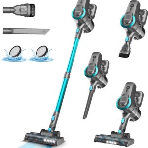 Akku Staubsauger, 25000Pa/175W/50Min Staubsauger Kabellos, Anti-Tangle-Bürste und Selbststehend, Ultraleichter Handstaubsauger akku vacuum cleaner Stielstaubsauger für Teppichen, Hartboden, Tierhaare