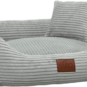 Leo4dog Hundebett Cord Waschbar Bezug Für kleine mittelgroße und große Hunde Hundekissen Hundesofa Hundekorb (Grau, L 100×80)