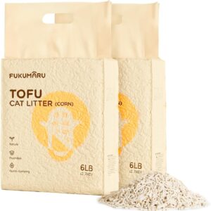 FUKUMARU Tofu Katzenstreu 5.4kg, Klumpstreu für Katzen, Gemischtes Maispellets, Staubfrei und Leicht klumpend, Geruchskontrolle, spült in der Toilette, Geringe Rückstände