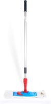 Hypafol rückenschonender Bodenwischer | Wischmopp-Komplettset | 90-180 cm Teleskopstiel aus Aluminium inkl. 40 cm Mikrofaser Bezug mit Borsten | Wischmopphalterung mit Fußklick-Drehgelenk