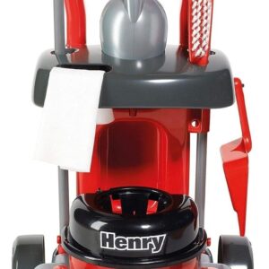 Casdon Henry & Hetty Spielzeug. Henry Deluxe Putzwagen. Rotes Spielset im Henry Design mit funktionierendem Handstaubsauger und Zubehör. Kinder-Reinigungswagen-Set. Für Kinder ab 3 Jahren