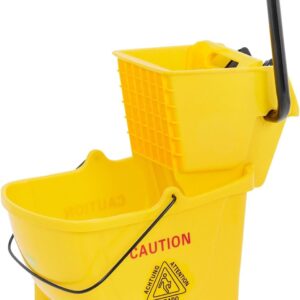 ulsonix Putzwagen mit Presse Eimer 24 l Presse mit gummiertem Hebel Wischmopp-Kopf bis 130 mm 4 Räder Reinigungswagen Wischwagen