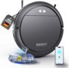 Kiseely Saugroboter mit Wischfunktion, 4000Pa Saugroboter mit Selbstaufladung, App-Steuerung, Saugroboter für Hartböden, Tierhaare und Teppiche mit niedrigem Flor (Schwarz HI9)