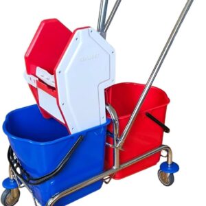 Nasswischwagen Putzwagen Reinigungswagen 2xEimer 20L Robustes Metallgestell Presse 64x39x90cm