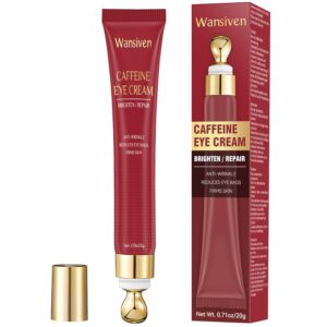 Wansiven Koffein Augencreme, Anti Aging Augen creme, Feuchtigkeitsspendendes Anti-Falten Augenserum mit Niacinamid, Hyaluronsäure und Koffein für Augenpflege Männer und Frauen, 20 g