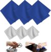 6 Stück Brillenputztücher für Bildschirme Brillen Kamera Objektiv Tabletten Laptop Brillenputztuch Mikrofaser Reinigungstücher 3 Stück 40 x 40 cm mit 3 Stück 15 x 18 cm (Marineblau, Grau)