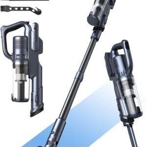 MIUZZY 30000Pa Staubsauger Kabellos, 6-in-1 Akku-Staubsauger, 50 Min. Laufzeit, Selbststehend, Verwicklungsfrei, Leicht und Leistungsstark für Hartböden, Teppiche, Autos und Tierhaare, Schwarz