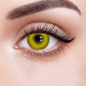 BEAUYWL Farbige Kontaktlinsen ohne Stärke, weiß schwarz rot blau grün gelb Farblinsen für Karneval Fasching Motto Party Anime Halloween Cosplay, Jahreslinsen 2 Stück (gelb)