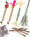 ERKOON Katzenminze Sticks, 10 Stück Silvervine Stick Matatabi Stick Katze Kausticks für Katzen Zahnpflege Spielzeug, Dental Kau-Sticks helfen bei Zahnstein & Mundgeruch Gesund Hygiene Zahnpflege