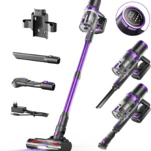 QEXREED Akku Staubsauger Tierhaare 500W/ 40000pa/ 60min, Staubsauger Kabellos mit Bürstenloser Motor Langlebig, Auto-Modus, 7-stufige Filtersystem, V Anti-Winkel-Rolle, LED-Smart-Touchscreen