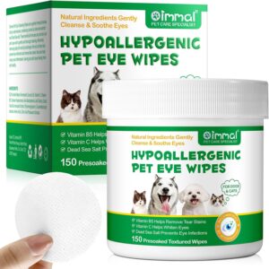 Augenpflege FingerPads für Hunde, 150 Stück Augenpflege Hund und Tränenfleckenentferner Hund, Augen Reinigungspads Hunde & Katzen, Entfernt Tränenstein & Speichelreste, Aloe Vera Extrakt, Sanfte