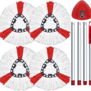 Wischmopp Set Kompatibel mit Vileda Turbo 2-in-1 Mop, Bodenwischer Ersatzbezug mit 4 Moppköpfe +1Stiel +1Moppbasis für Wischmop Ersatz,auch fur empfindliche Boden