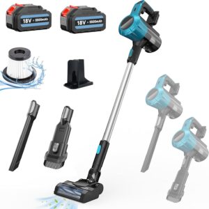 3-in-1 Akku Staubsauger,mit 2X 5.5AH Akku und Ladegerät,Ersatz für Makita 18V BL1850,Staubsauger 1.5L Staubbehälter,Smart Display,Für Tierhaare, Staub