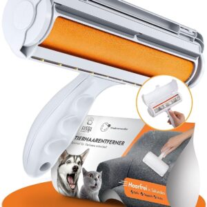 FusselMonster® [ Tierhaarentferner ] Fusselrolle für Hunde & Katzen entwickelt für effektive Reinigung von Sofa, Teppich, Auto I Wiederverwendbarer Katzenhaarentferner I Fusselrolle Tierhaare (weiß)