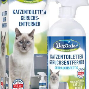 Bactador Enzymreiniger Katzenurin – Katzentoiletten Geruchsentferner Spray 500ml – Mikrobiologischer Geruchsneutralisierer – Hund/ Katzenurin Geruchsentferner: Porentiefe Reinigung in der Tierumgebung