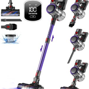 Authmic 45000Pa Staubsauger Kabellos, Akku Staubsauger, 5-in-1 Kabelloser Staubsauger, H13 HEPA, LED Touchscreen, bis zu 50 Minuten, Anti-Tangle-Bürste, für Hartböden/Teppich/Tierhaare