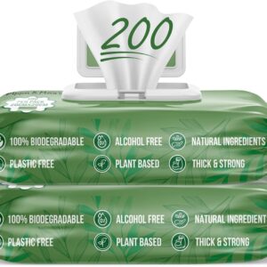 Pippa & Max Kompostierbare Hundetücher – Biologisch abbaubare Haustiertücher für den ganzen Körper, Augen, Ohren, Po & Pfoten – 200 empfindliche Pflegetücher für Hunde, Welpen & Katzen (parfümfrei)