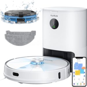 HONITURE Saugroboter mit Wischfunktion, Staubsauger Roboter Q6 Pro 3500Pa mit Lasernavigation Saugroboter mit Absaugstation 250Min Laufzeit App Steuerung ideal für Tierhaare Teppich Hartboden
