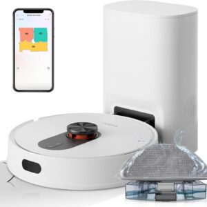 ROIDMI EVE ROOK Saugroboter mit Wischfunktion Absaugstation – 5000Pa Staubsauger Roboter Wisch LiDAR-Navigation Selbstreinigung Automatisch 75 Tage App Sprachsteuerung für Tierhaare Teppiche Hartboden