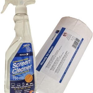 ROGGE Screen Cleaner 750ml inkl. 150x Microfasertücher Rolle (mit Perforation). Für LED-LCD-TFT-Plasma-Tablet-Smartphone-Notebook getestet und von ROGGE empfohlen.