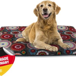 HS-Hundebett Made in Germany gepolsterte Hundedecke, Mandala Rot 95 x 135cm für kleine & große Hunde I Flauschige Hundedecke, waschbar, trocknergeeignet