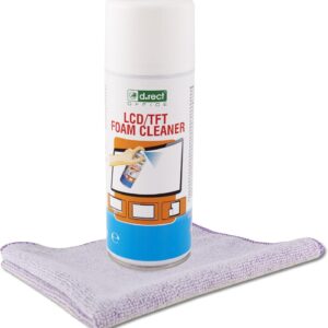 D.RECT Reinigungsschaum 400ml – Schaumreiniger, Display Reiniger, Bildschirmreiniger für Laptop, Tablet, Smartphones, LCD/TFT, LED, OLED – Screen Cleaner, Schaumreinigungsmittel, Mikrofasertuch