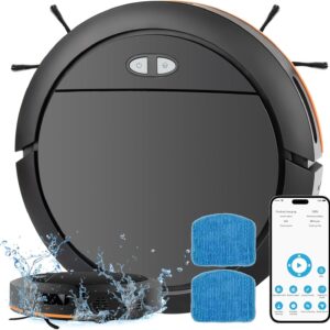 Staubsauger Roboter 4000Pa Saugkraft – Kehren Saugen Wischen 3 in 1 Roboterstaubsauger – Selbstaufladend WiFi Saugroboter mit Wischfunktion mit APP Steuerung für Tierhaare, Teppich, Hartboden