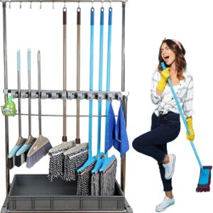 Edelstahl Wischmop Besenhalterung,Commercial Putzwagen Reinigungswagen,Gartengerätehalter,Allzweckwagen,Werkzeug Aufbewahrung,Mop-Abflussregal,küche Garage Restaurant Hotel organizer ( Color : Double