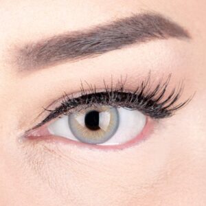Sehr stark deckende und natürliche Graue Kontaktlinsen SILIKON COMFORT NEUHEIT farbig ‚Elly Gray‘ + Behälter von GLAMLENS – 1 Paar (2 Stück) – DIA 14 mm – ohne Stärke 0.00