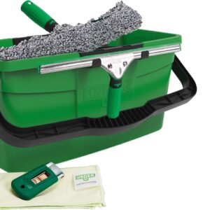 Unger Fenster Reinigungs-Kit (Fensterwischer, Trägerteil, Mikrofaser-Bezug, Eimer 12 L, Reinigungsmittel, Schaber, Glastuch Breite 35 cm) AK015