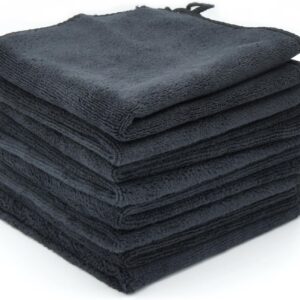 Jarvita Geschirrtücher schwarz – Microfaser Putztuch – Lappen Küche, 8 Stück – Putzlappen Baumwolle 25×25 cm – Saugfähige Microfasertücher – Spüllappen waschbar