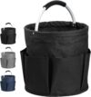 IHOMAGIC Organizer Putzmittel, Faltbare Universal Reinigungs-Caddy, Aufbewahrungskorb Mit Griff, Werkzeugkorb Tasche mit 6 Außentaschen für Indoor und Outdoor Organisation, Schwarz