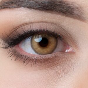 Kontaktlinsen farbig ohne Stärke braun | farbige braune Jahreslinsen | weiche Linsen Hydrogel | 2 Stück Farblinsen + Linsenbehälter | 0.0 Dioptrien | natürliche Farben | Charmiga Sunny Brown