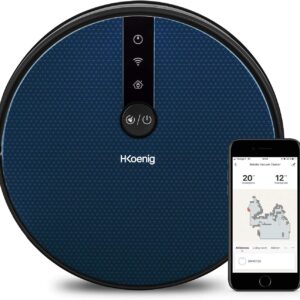 H.Koenig WaterMop Gyro+ Hochleistungs-Roboter-Staubsauger mit WiFi SWRC120, 100 Min. Laufzeit, Hindernis- und Leererkennung, 4 Programme, Geräuschpegel 56 dB, HEPA-Filter