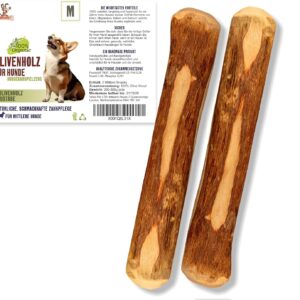 Olivenholz für Hunde Mittel 2 Stück Kauholz Mittlere Holzknochen als Hundespielzeug Kauspielzeug Hund