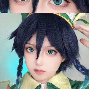 Kontaktlinsen – Paar Grün Monatslinsen mit Stärke – Heißblütiges Grün Kontaktlinsen farbig 2 Stück Farblinsen + Linsenbehälter (-6.50 Dioptrien)