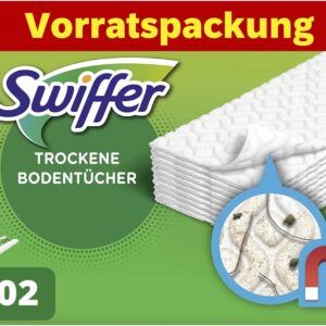 Swiffer Bodenwischer Mit 102 Trockenen Bodentüchern Nimmt Schmutz Auf Und Schließt Ihn Ein (+3 Feuchte Bodentücher als Probepackung)