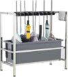 Besenhalterung Werkzeughalter Gartengerätehalter Besenhalter Putzmittel Organizer Reinigungswagen Putzwagen Werkzeug Aufbewahrung Mop-Abflussregal für Garage Restaurant ( Size : 94cm-8slots10hooks , C