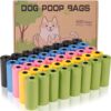 AiTodos® 600 Stück Hundekotbeutel, 5 Farben, Geeignet zum Ausgehen, Hundekotbeutel, 30 x 21,5 cm, Polyethylen-Material, Tragbar, Schwarz, Blau, Rosa, Gelb, Grün (40 Rollen, 15 Stück pro Rolle)