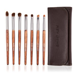 Natürliches Pony Haar Lidschatten Pinsel Set mit Reisetasche von ENZO KEN, Pferdehaar Augen Make-up Pinsel für Augenbraue, Eyeline, Nasenkontur, Augenmisch, Rauchige Augen, Kosmetik Make up Kit. E200