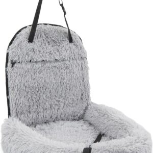Pfoten&Nasen® 2 In 1 Orthopädisches Hunde Autositz [Hellgrau, 50X79X33cm] Für Große, Mittelgroße und Kleine Hunde, Hundebett Auto, Hundesitz Auto Rückbank, Dog Car Seat, Hundekorb Auto.