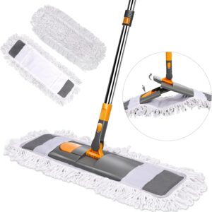 Midyb Wischmopp 55cm – Groß Flacher Bodenwischer Profi mit 125cm Teleskopstiel, Industrieller Mop mit 2 Mikrofaser Wischpads, Faltbar Wischer Boden für Hartholz, Fliesen, Marmor