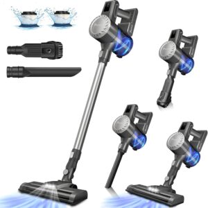 Akku Staubsauger,15000PA Staubsauger Kabellos,6 in 1 Vacuum Cleaner Handstaubsauger,mit 2 HEPA Filter,2000mAh 6-Cell Battery,Ultraleichter Staubsauger Kabellos für Hartböden Teppiche Tierhaare
