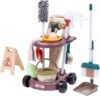 Baroni Toys Putzwagen Spielzeug mit 14-teiligem Putz-Zubehör, Kinderbesen, Seife und anderes Zubehör für Kinder, Hausputzset Kinder 3 bis 7 Jahre
