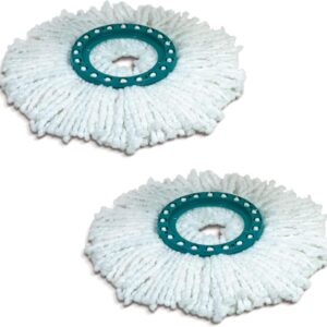 Leifheit Ersatzkopf Disc Mop, mit saugfähiger Microfaser, mit hoher Wasser- und Schmutzaufnahme, spielend leicht wechselbarer Ersatzmop, 2er-Set, Wischmopp für verschieden Bodenbeläge