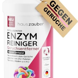 hauszauber® – Enzymreiniger [STARKER GERUCHSENTFERNER] 1000 ml – Gegen Katzenurin, Nikotin, Tiergerüche etc. – Schlechte Gerüche aus Auto & Teppich entfernen – Geruchsentferner – Blütenzauber
