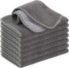 VIVOTE Microfaser Spültücher Spüllappen waschbar Geschirrtücher Mit Poly-Mesh-Scheuerseite Abwaschtücher Küch Teigreinigungstuch Netztuch,8Pack,20cmx20cm (Grau)
