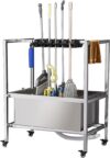 Edelstahl Besenhalterung Und Mopphalter Werkzeughalter Gartengerätehalter Besenhalter Putzmittel Organizer Reinigungswagen Putzwagen Werkzeug Aufbewahrung für Nasse Wischmopps ( Size : 56cm-4slots 5ho